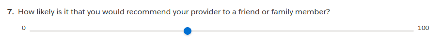 A slider question with a range from 0 to 100.