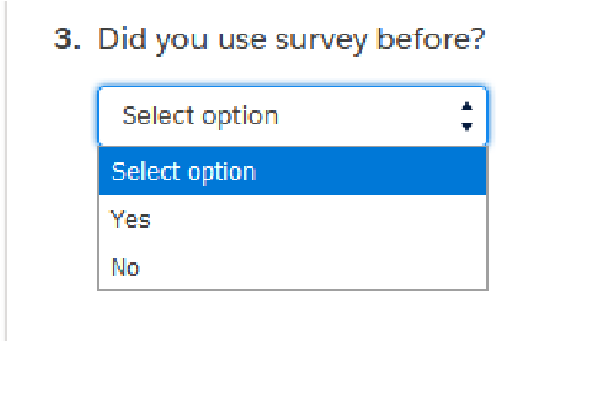 A dropdown question with the choices Select option, Yes and No.