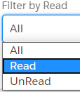 Filter by read status list: All, Read, UnRead